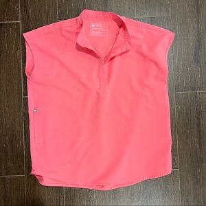 Figs Rafaela Neon Pink Scrub Top - Small